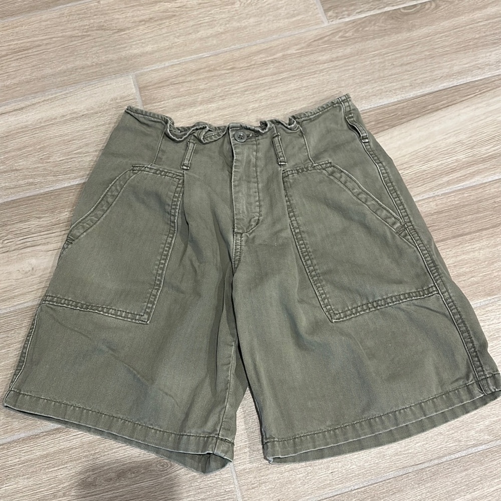 Ralph Lauren Denim & Supply paperbag waist pleated shorts military green size 25